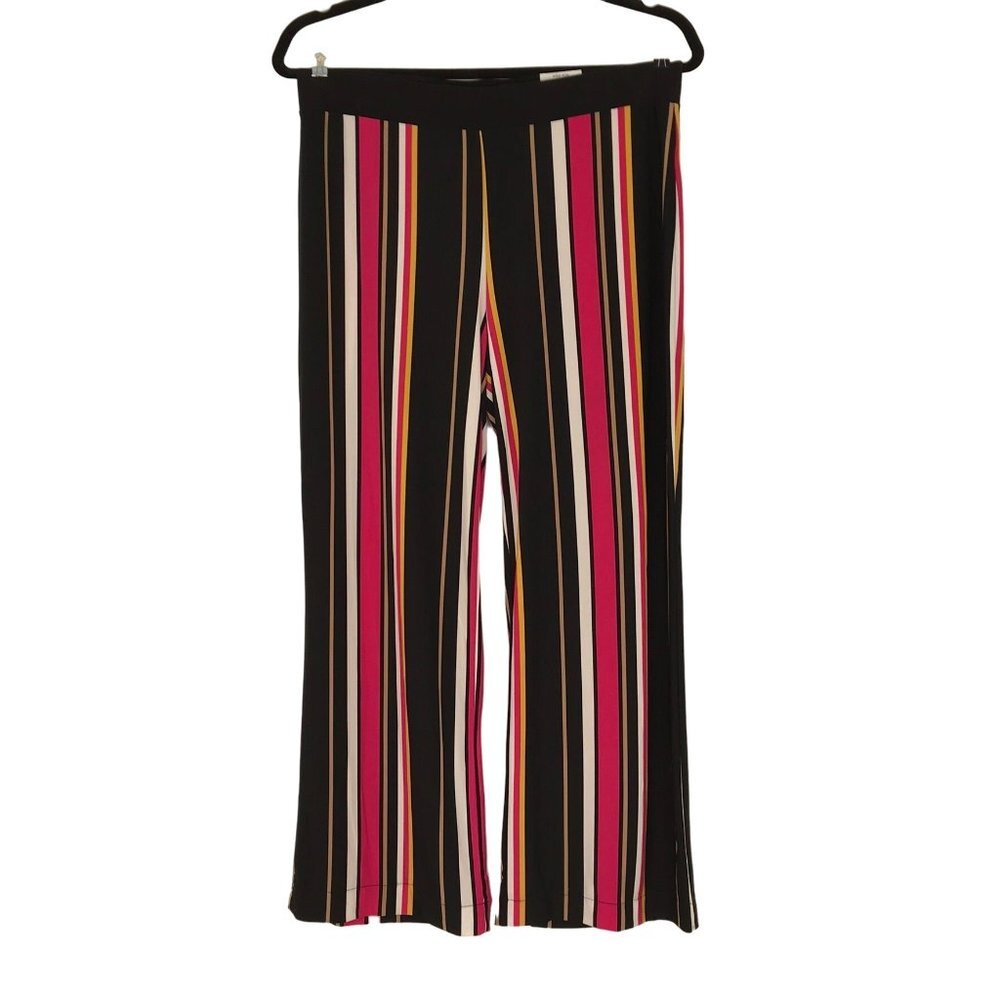 NWT INC International Concepts Stripe Wide Leg Pant Size XLarge Black, pink, yel - Picture 2 of 8